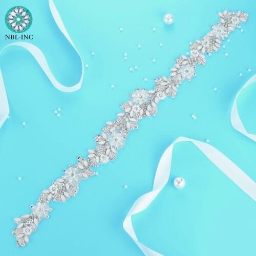 30pcs) Wholesale silver bridal rhinestone crystal applique belt iron on sew on for wedding dress WDD1134