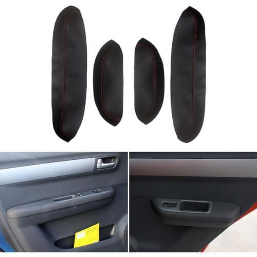 4Pcs Car Door Handle Armrest Panel Microfiber Leather Cover Trim For Suzuki Swift 2005 2006 2007 2008 2009 2010 2011 2012