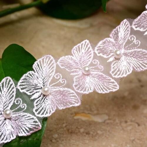 40Yards Butterfly Lace Trim Multicolor diy Stereo One Layer Pink Green Blue Ribbon Fabric Dress Decoration Bridal Trimming