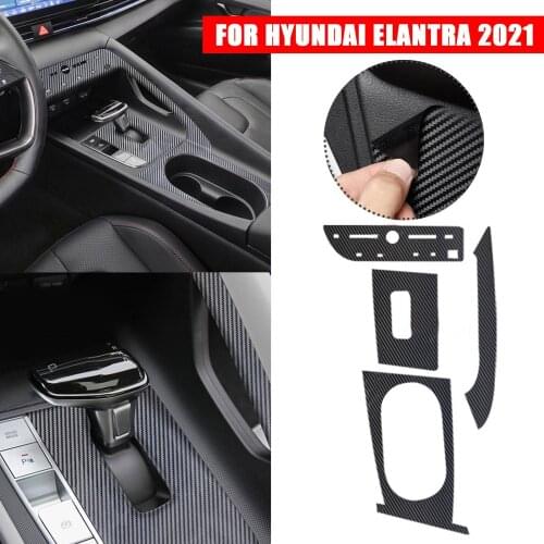 ABS Carbon Fiber Gear Panel Water Cup Frame Trim Center Console Gear Sticker for Hyundai Elantra 2021 Car Interior Stickers