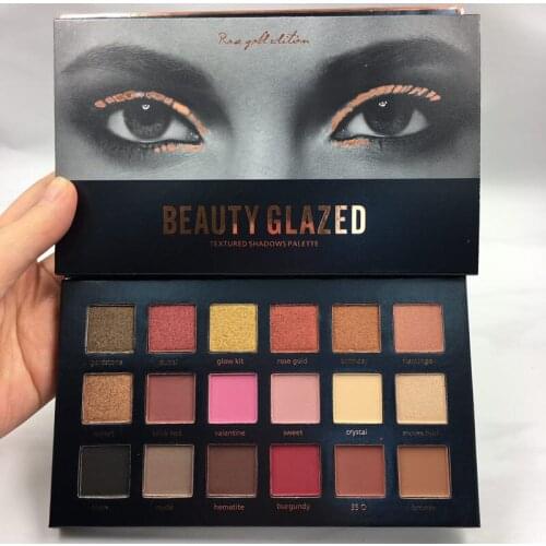 Beauty Glazed 18Color Eyeshadow Palette Makeup Shimmer Nude Matte Glitter Warm Pigment Eye Shadow Long-lasting Waterproof Powder
