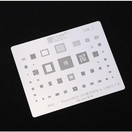 BGA Reballing for Samsung S9 S9+ Exynos9810 SDM845 CPU BGA Stencil Reballing Plate Planting Tin Template Heat Template