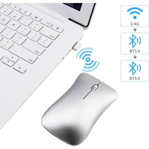 Bluetooth 5.0 + 2.4Ghz Wireless Mouse Multi Mode Rechargeable Silent Aluminum Alloy Mause Computer Ultra-Thin Mice For PC Laptop