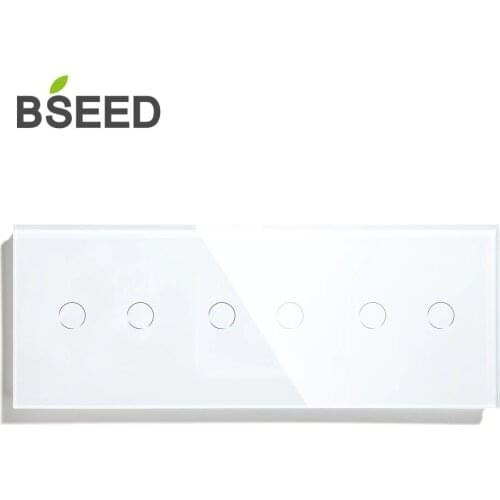 Bseed 6 Gang Touch Dimmer 228mm Light Dimmer Switch Crystal Class Panel Switch White Black