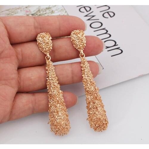 Long Gold Color Drop Earrings Vintage Statement Big Metal Geometric Dangle Earrings for Women Brincos Party Jewelry 2019 Luxury