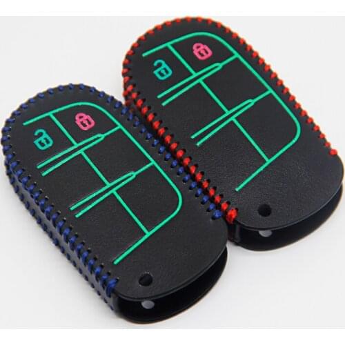 For Jeep Renegade Patriot Dodge Chrysler 2 3 4 5 Compass FOB Wrangler Luminous leather Car Key Case accessories decoration