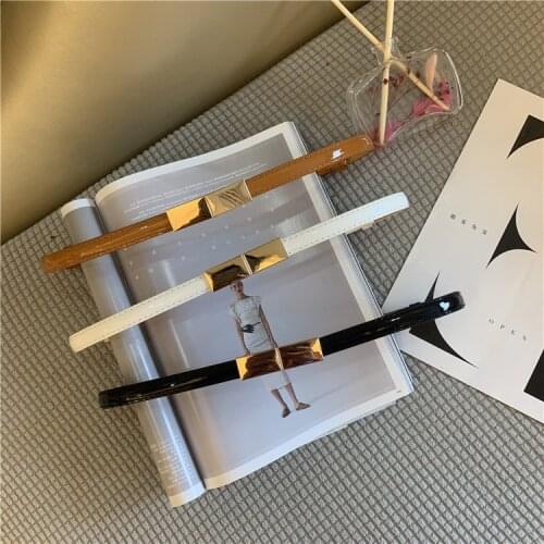 Elastic Women Belts Strap Thin Skinny Ladies Dress Waist Belt Leather Gold Buckle Female Red Belts Ceinture Femme Pasek Damski