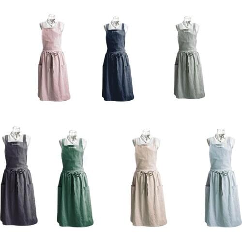 Nordic Style Apron Cotton Korean Style Fashionable Pleated Pockets Apron Coffee Shop High Quality Antifouling Delicate Competent