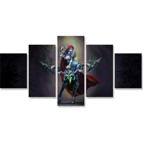 Wow Sylvanas Canvas Painting 5 Panel Canvas Wall Decor Modern Art Wall Decoration Paintings for Living Room