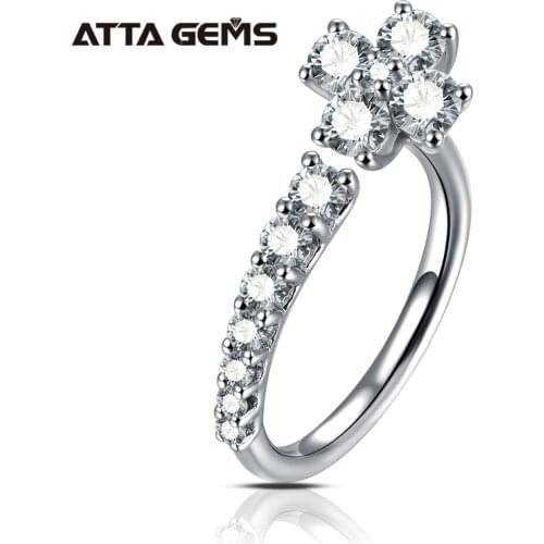 Top Quality 925 Silver Excellent Cut Pass Diamond Test Def Color 1 ct Moissanite Adjustable Ring Female Engagement Jewelry
