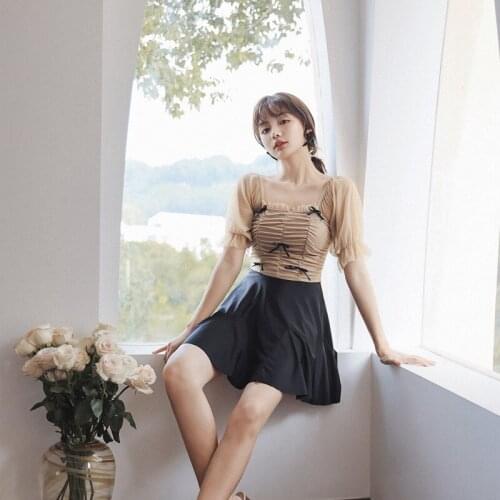 Swimsuit Push Up 2021 New Women One Piece Korean Bikini Female Cover Skirt Hot Print Polyester Sierra Surfer Swim Suit For Plus