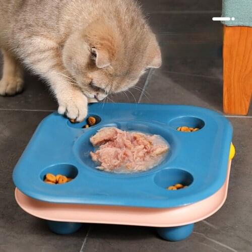 Cat Food Bowl with Ball Toy Multifunctional Cat Food Bowl Kitten Toy One 2 In 1 Pet Amusement Food Bowl Cat Supplies Pet Bowl