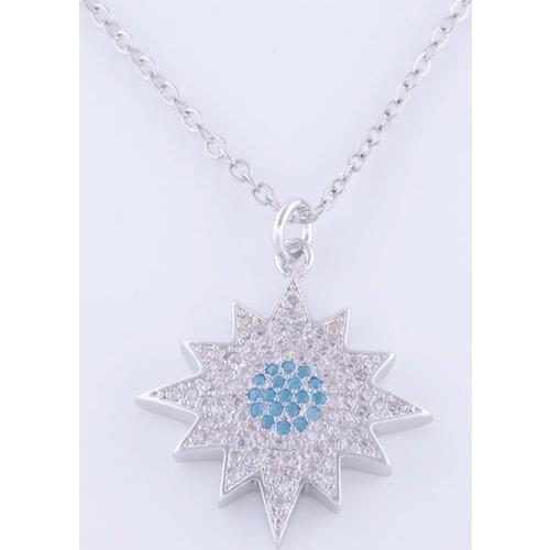 Fashion Jewelry Bijoux Zircon Sunflower Necklace For Women Accessories Handmade Copper Micro Pave Long Necklaces Charm Colares