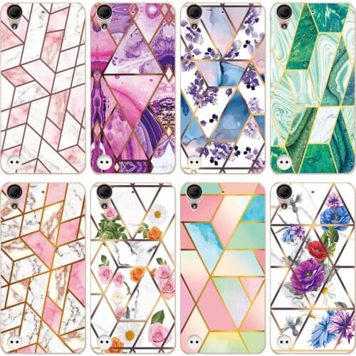 Soft Phone Case for HTC Desire 530 / Desire 630 Funda Glossy Colorful Flower Silicone Phone Back Cover Geometric Marble Shell