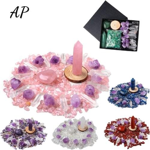Natural Crystal Seven Chakras Therapy Stone Crystal Mineral Mark Healing Gemstone for Holiday Party Collection Gifts Box
