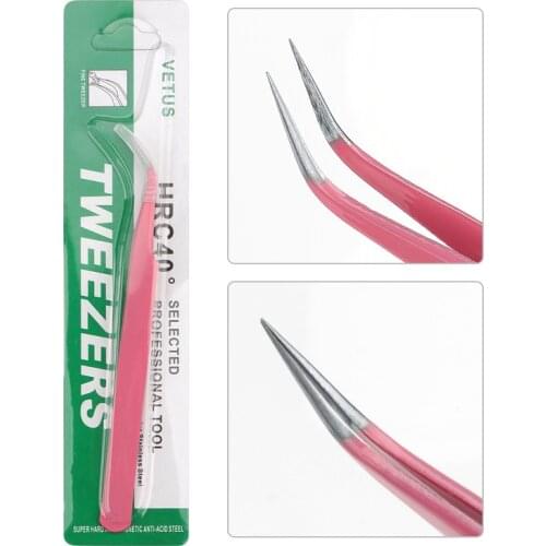 Stainless Steel Black Curved Straight Eyebrow Tweezers Anti Acid Nipper Rhinestone Picking Tool False Eyelash Nail Art Tool