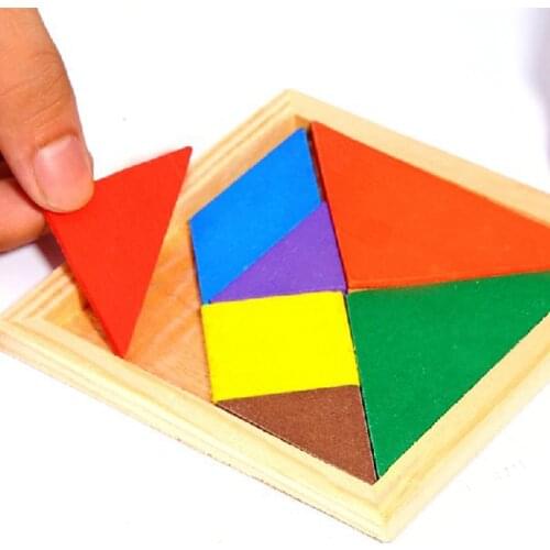 New Children Mental Development Tangram Wooden Jigsaw Puzzle Brain Teaser Educational Toys for Kids 11.3*11.3cm