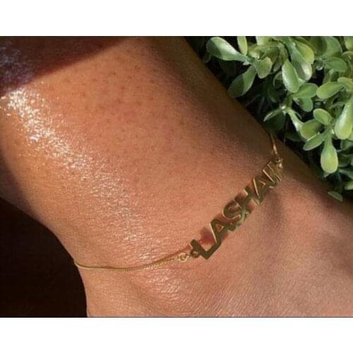 Stainless Steel Custom Name Anklet Personalized Jewelry Anklets Nameplate Box Chain