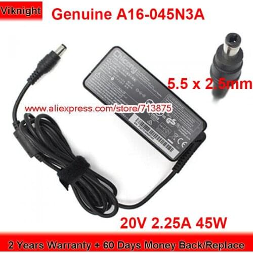Genuine Chicony A16-045N3A 45W Charger 20V 2.25A AC Adapter A16-045N3A with 5.5x2.5mm Plug Power Supply