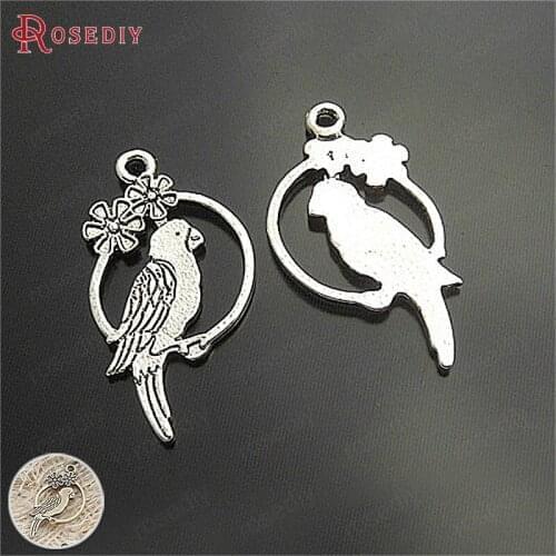 50PCS 25x15MM 28x15MM Antique Silver Zinc Alloy Parrot Charms Pendants Jewelry Making Supplies Diy Findings Accessories