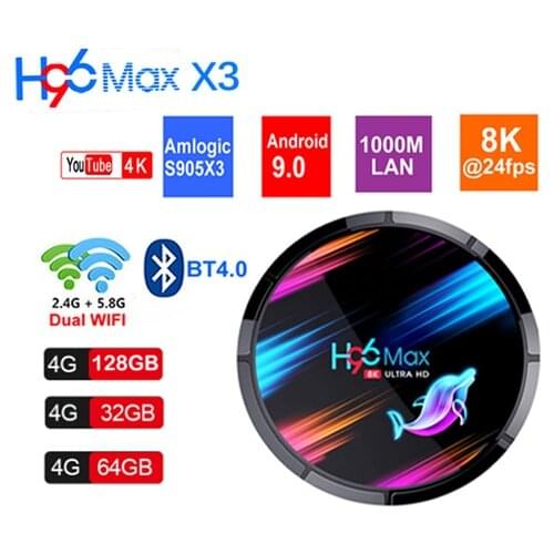 10PCS 8K Smart TV Box H96 Max X3 Android 9.0 Amlogic S905X3 4GB 64GB 2.4G/5G Dual WiFi BT4.0 4K Media Player VS X96 MAX HK1