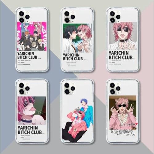 Yarichin bitch Club Anime Phone Case Transparent For iPhone 12 11 pro mini XS XR X max 5 6 s 7 8 plus Soft TPU Clear Mobile bags