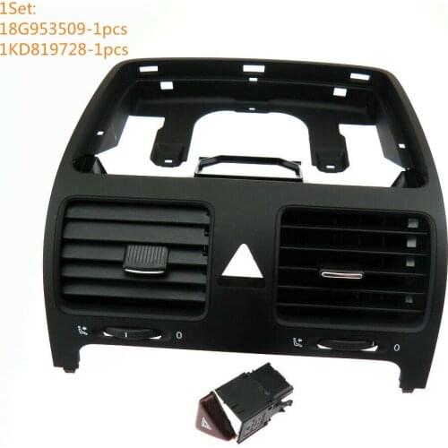 SCJYRXS For Golf MK5 Rabbit 1KD819728 Rabbit Red Hazard Warning Flash Switch Button & Center Air A/C Outlet Vent 18G953509