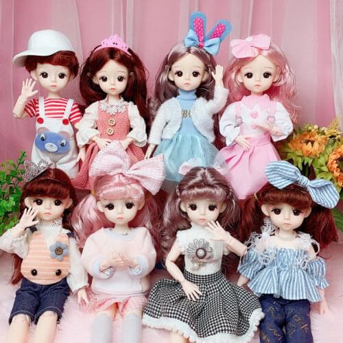 BJD Doll 30CM Dolls Clothes Set Wig Makeup Handmade Beauty Toy Gifts for Girls Clothing Accessories