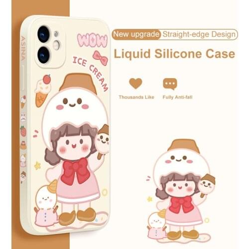 ASINA Straight-sided Edge Case For iPhone 12 Pro Max XS Max XR X 6 7 8 Plus SE2 Soft Silicone Square Cartoon Capa For iPhone 11