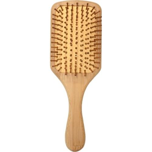 Solid Wood Paddle Hairbrush With Wood Bristles For Massaging Scalp Hairdressing And Massage Square Comb Hair Comb
