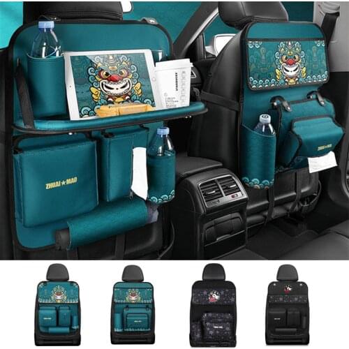Universal Car Seat Back Storage Bag Chinese Style Auto Stowing Tidying Organizer Folding Travel Hanging Bag Car Accessories New