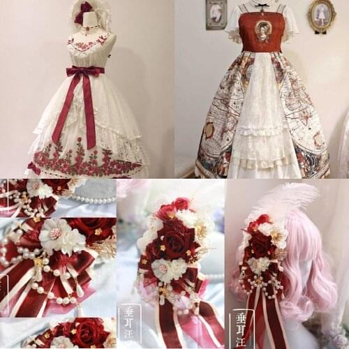 Gorgeous Fairy Lolita Bow Rose Flower Pearl pill Hair Pin Side Clip Tea party Bowknot Feather Hairpin Princess Hair Accessories