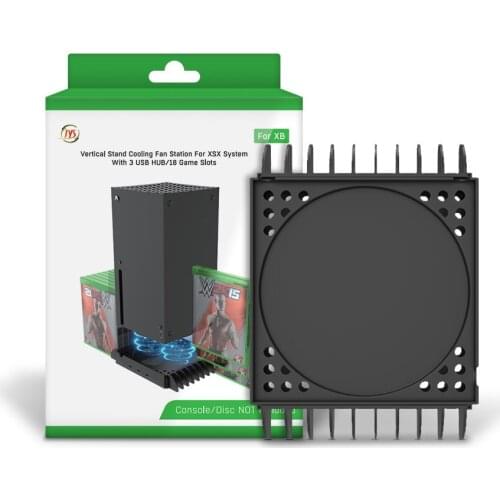 LED Indicator XSX Vertical Stand 4 Cooler Base Cooling Fan with 18 Game Disc Storage & 3 USB Port Hub for XBox Series X Console