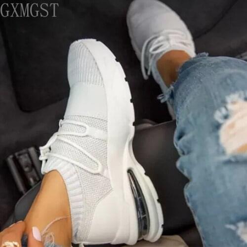 2021New Women Seneakers Solid Color Mesh Breathable Shoes Lace Up Ladies Shoes Outdoor Casual Sports Shoes Females Feetwear