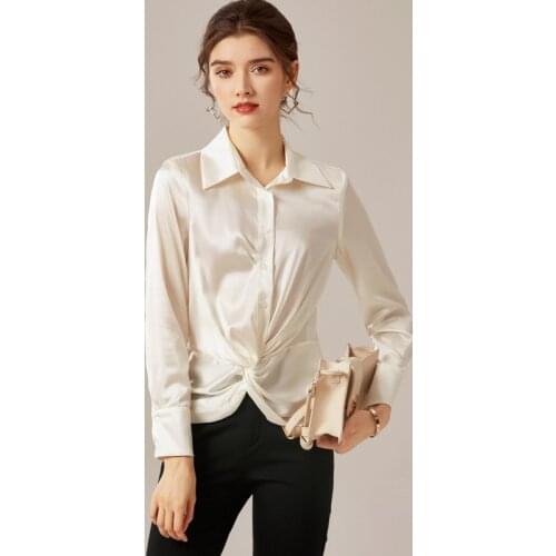 Fashion Casual Silk Shirt Tops Blouse Women Clothing New Collar Long Sleeve Silk Top Female