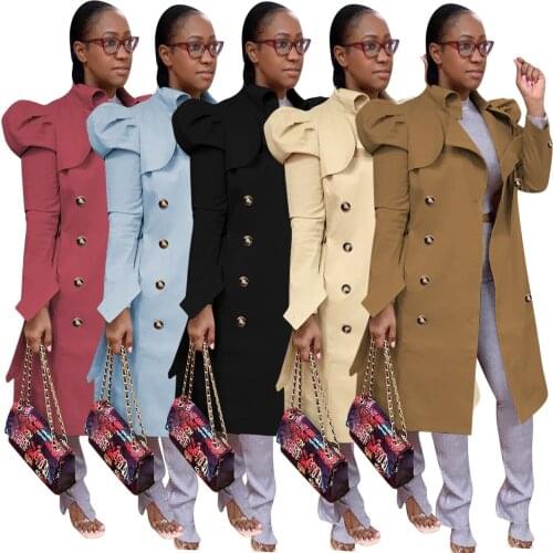 FNOCE 2020 new winter womens coats fashion streetwear solid long sleeve slim elegant all-match X-Long trench coats windbreaker