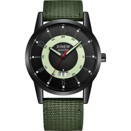 1pc / lot Mens Brand Watches Fashion Nylon Band Simple Calendar Quartz Wristwatches Male Sports Military Gifts Vintage Watch