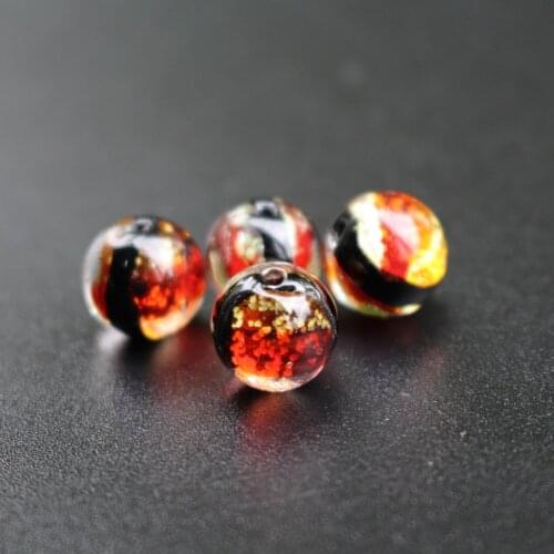 10pcs 8mm 10mm 12mm Lampwork Glass Beads Luminous Lampwork Beads Red Orange Color for jewelry Making