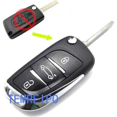 10pcs/lot 3 buttons blade without Groove Modified Flip Remote Key Shell For Peugeot 307 408 308