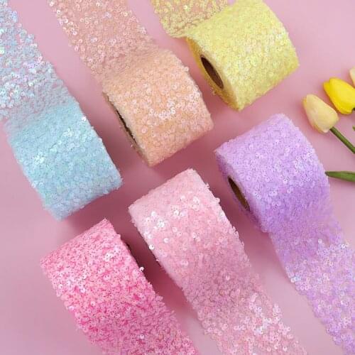10Yards/Roll 8CM Sequin Yarn Roll Pattern Party Supplies DIY Hair Bows Handmade Materials Y2021042002