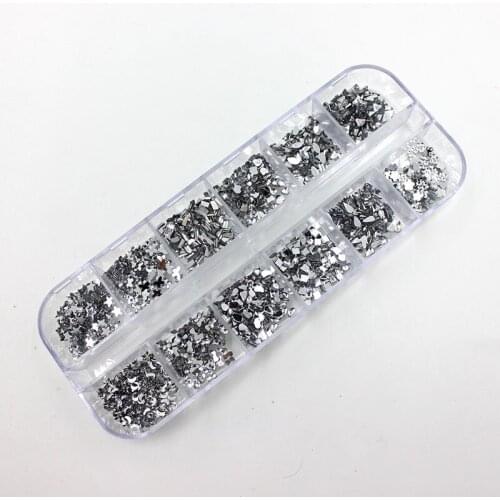 12style 2mm Acrylic Nail Art Rhinestones Nail Art Decorations Nail Tips Glitter DIY Beads Nail Salon Gems
