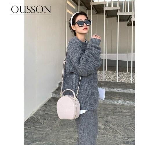 OUSSON 2021 New Design Fashion Small Circular Bag Exquisite Female Leather Crossbody Bag For Woman