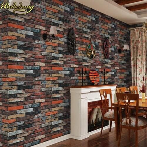 Beibehang Vintage Brick Wallpaper for walls 3 d Rustic Brick Texture Vinyl Roll Backdrop Decoration papel de parede3d Wall Paper