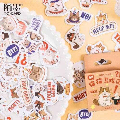 45 Pcs/set Playing Cats Stickers Small Cute Cat Paper Photo Stickers Pocket Sticker Korean Stationery for DIY Art Craft Planner