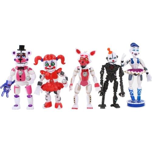 5Pcs/Set FNAF Five Nights At Freddys Freddy toys Bonnie Foxy Fazbear Bear with light PVC moveable Figures Toy 10-16cm