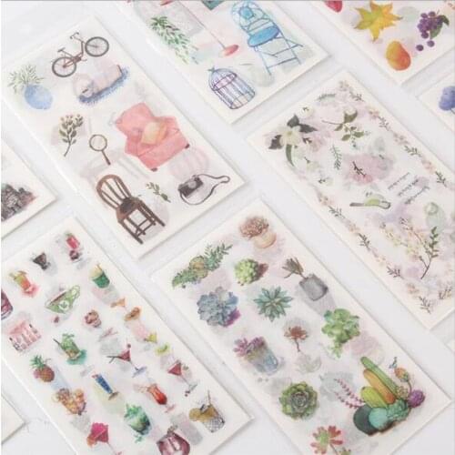 6PCS/pack Cartoon Plant Fruits Sticker DIY Diary Decor Stickers Scrapbook cute Stationery Supplies