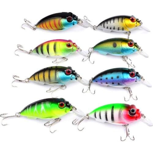 8PCS Topwater Fishing Crankbait Crank Minnow Fish Bass lure hook baits 7cm/9.5g Free shipping
