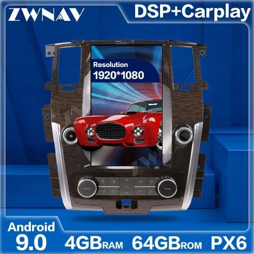PX6 4G+64G Tesla Style Big Screen Android 9.0 Car Multimedia Player For Nissan Patrol 2010-2017 GPS Audio Radio stereo head unit