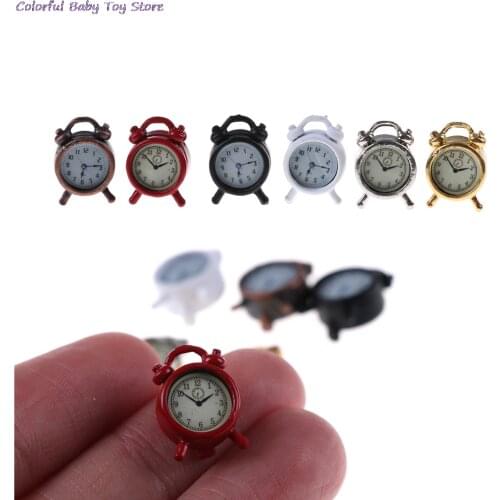 1pcs 6 Colors 1:12 Scale Alarm Clock Mini Home Decoration Dollhouse Miniature Toy Doll Kitchen Living Room Accessories
