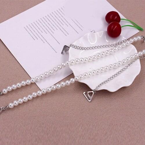 Imitation Pearls Invisible Bra Straps Adjustable Dress Faux Bra Straps Single Row Clear Crystal Sex Chain for Clothes Hot Sale